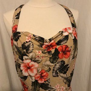 Handmade Vintage Style Hawaiian Print Dress Sz18